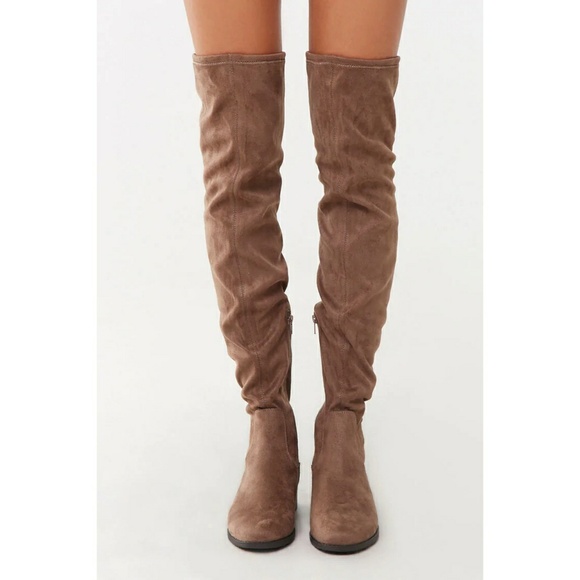 Forever 21 Faux Suede Over-the-Knee Boots - Picture 2 of 9